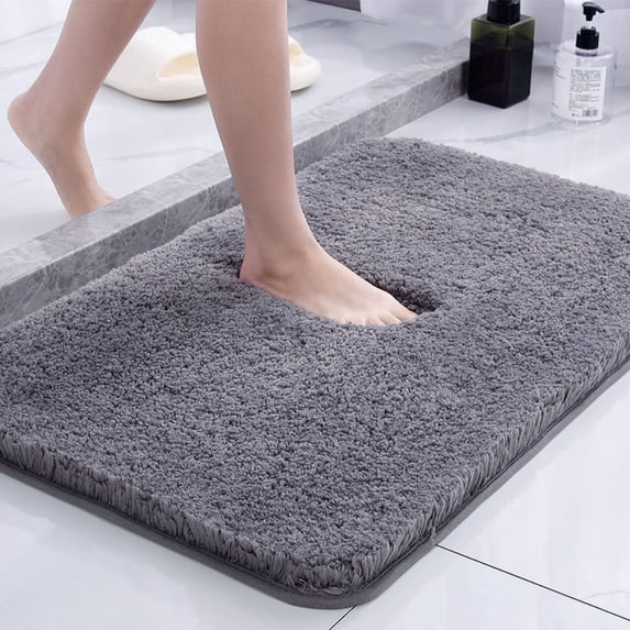 MK Gdledy Bathroom Carpet 16"×24", With Rubber Backing, Quick-drying and Washable Microfiber Mat,Dark Gray