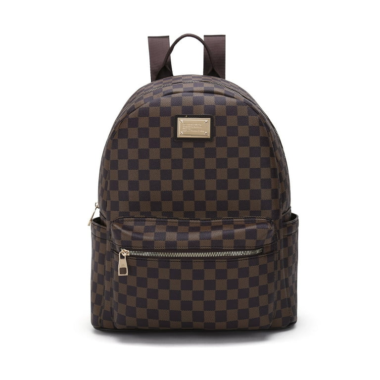 Checkered Backpack Fashion Classic Large Backpack for College Students  Travel bag Brown Checkered for Christmas Birthday Gifts