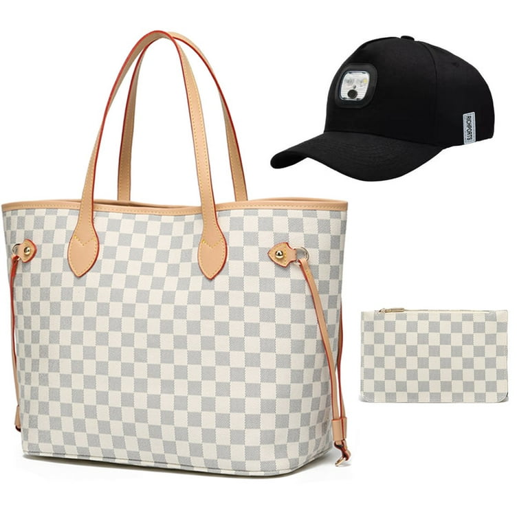 lv white checkered purse