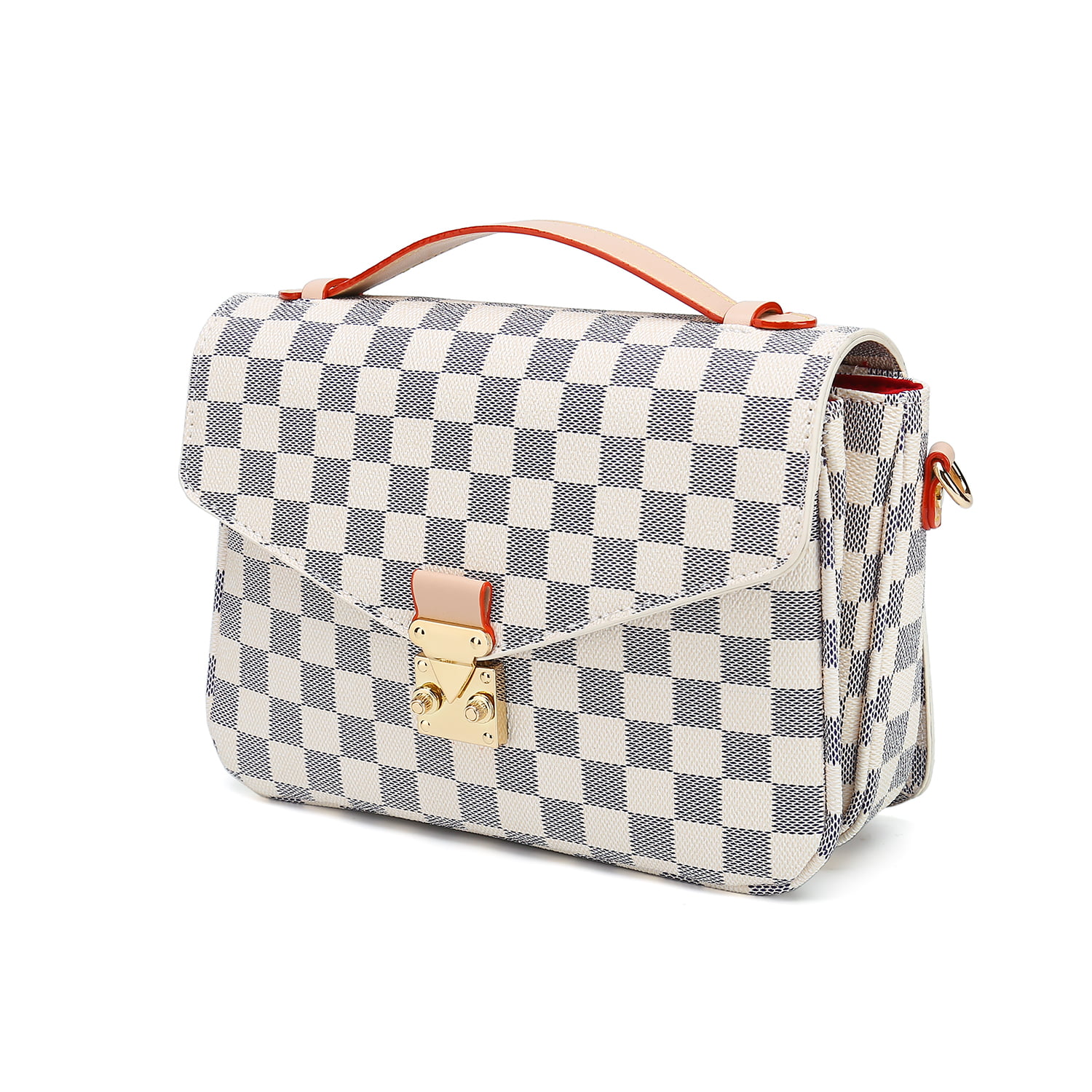 Mk Gdledy White Checkered Cross Body Bag - Womens Purse Checkered Evening Bag Ladies Shoulder Bags - PU Vegan Leather (White Checkered), Women's, Size