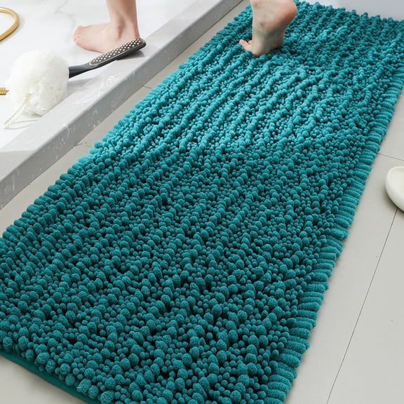 MK Gdledy Chenille Bathroom Carpet, Non Slip Rubber Base, Quick Water Absorption, Soft Barefoot Feel, Anti Pilling, Quick Drying, Washable Ultra-fine Fiber