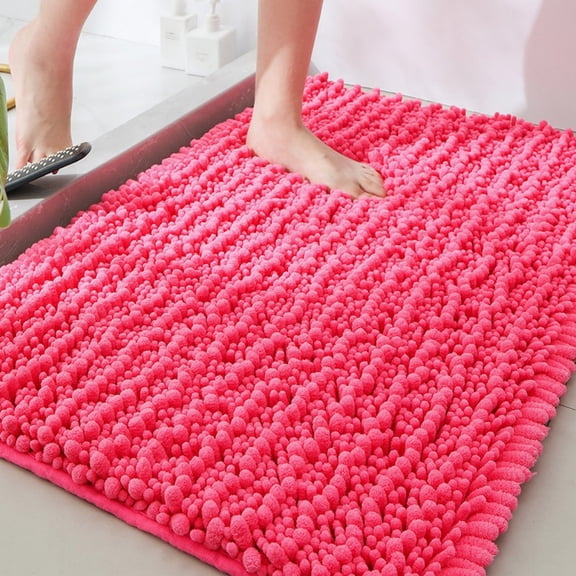 MK Gdledy Chenille Bathroom Carpet, Non Slip Rubber Base, Quick Water Absorption, Soft Barefoot Feel, Anti Pilling, Quick Drying, Washable Ultra-fine Fiber