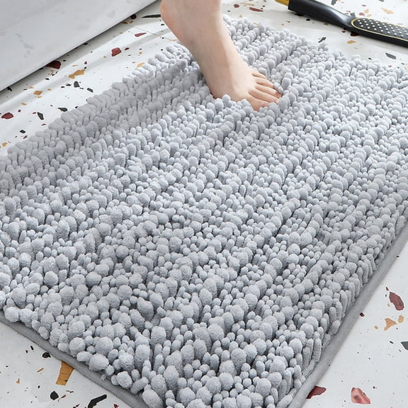 MK Gdledy Chenille Bathroom Carpet, Non Slip Rubber Base, Quick Water Absorption, Soft Barefoot Feel, Anti Pilling, Quick Drying, Washable Ultra-fine Fiber