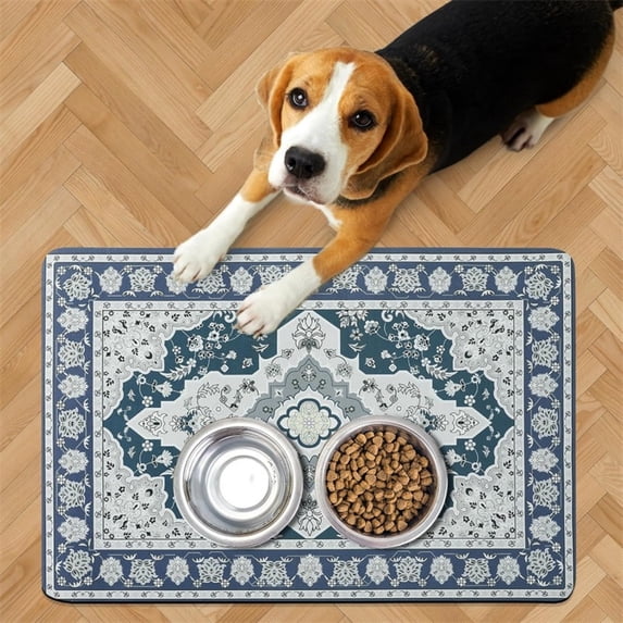 Dog Food Mats for Floors Absorbent, Pet Cat Food Mat - Non Slip Dog Bowl Mats for Food and Water Pet Supplies,15.75"×47.24"
