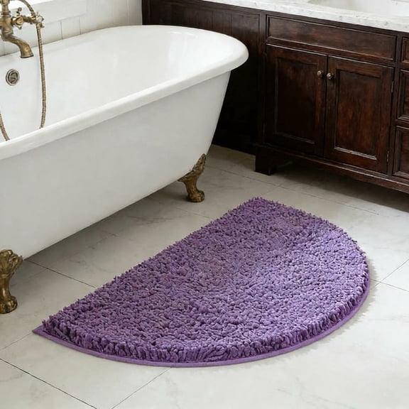 MK Gdledy Half Round Bath Mat Bathroom Rugs Semicircle Chenille Bath Rugs Water Absorbent Floor Mats for Kids Washable Bathroom Shower Mat Area Rugs