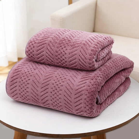MK Gdledy Home Collection Ultra Soft Coral Fleece Towel 2-Piece Set,Luxuriously Plush, Skin-Friendly & Highly Absorbent, Cozy Quick-Drying Bath Linens for Daily Bathroom Use.