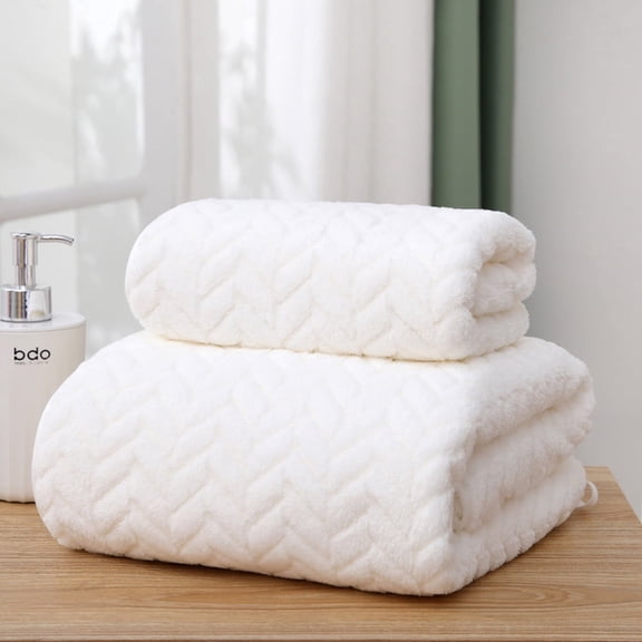MK Gdledy Home Collection Ultra Soft Coral Fleece Towel 2-Piece Set,Luxuriously Plush, Skin-Friendly & Highly Absorbent, Cozy Quick-Drying Bath Linens for Daily Bathroom Use.(14''×30''\28''×55'')