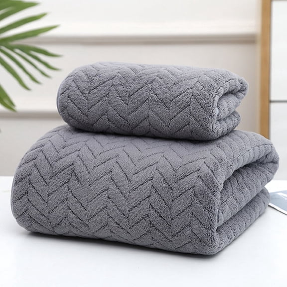 MK Gdledy Home Collection Ultra Soft Coral Fleece Towel 2-Piece Set,Luxuriously Plush, Skin-Friendly & Highly Absorbent, Cozy Quick-Drying Bath Linens for Daily Bathroom Use.(14''×30''\28''×55'')