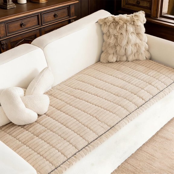 Luxury Chenille Sofa Cushion Ultra-Soft & Skin-Friendly Non-Slip Couch Cover Pet Proof Stain Resistant Decorative Sofa Mat,Coffee,28"×59"