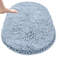 thumbnail image 1 of MK Gdledy Chenille Oval Bath Rug 16x24, Rubber Backing Quick Dry Washable Microfiber Mats，Light Blue, 1 of 6