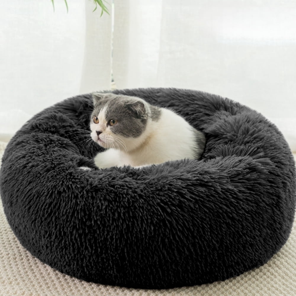 Round Plush Pet Bed for Dogs-Cats 28 inches,Fluffy Soft Warm Calming Dog Bed Sleeping Kennel Nest
