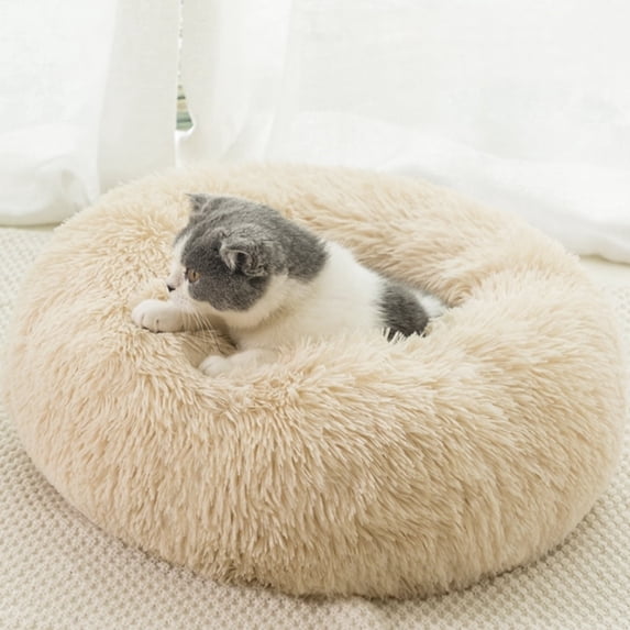 Round Plush Pet Bed for Dogs-Cats 16 inches,Fluffy Soft Warm Calming Dog Bed Sleeping Kennel Nest
