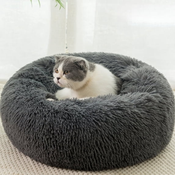Round Plush Pet Bed for Dogs-Cats 16 inches,Fluffy Soft Warm Calming Dog Bed Sleeping Kennel Nest