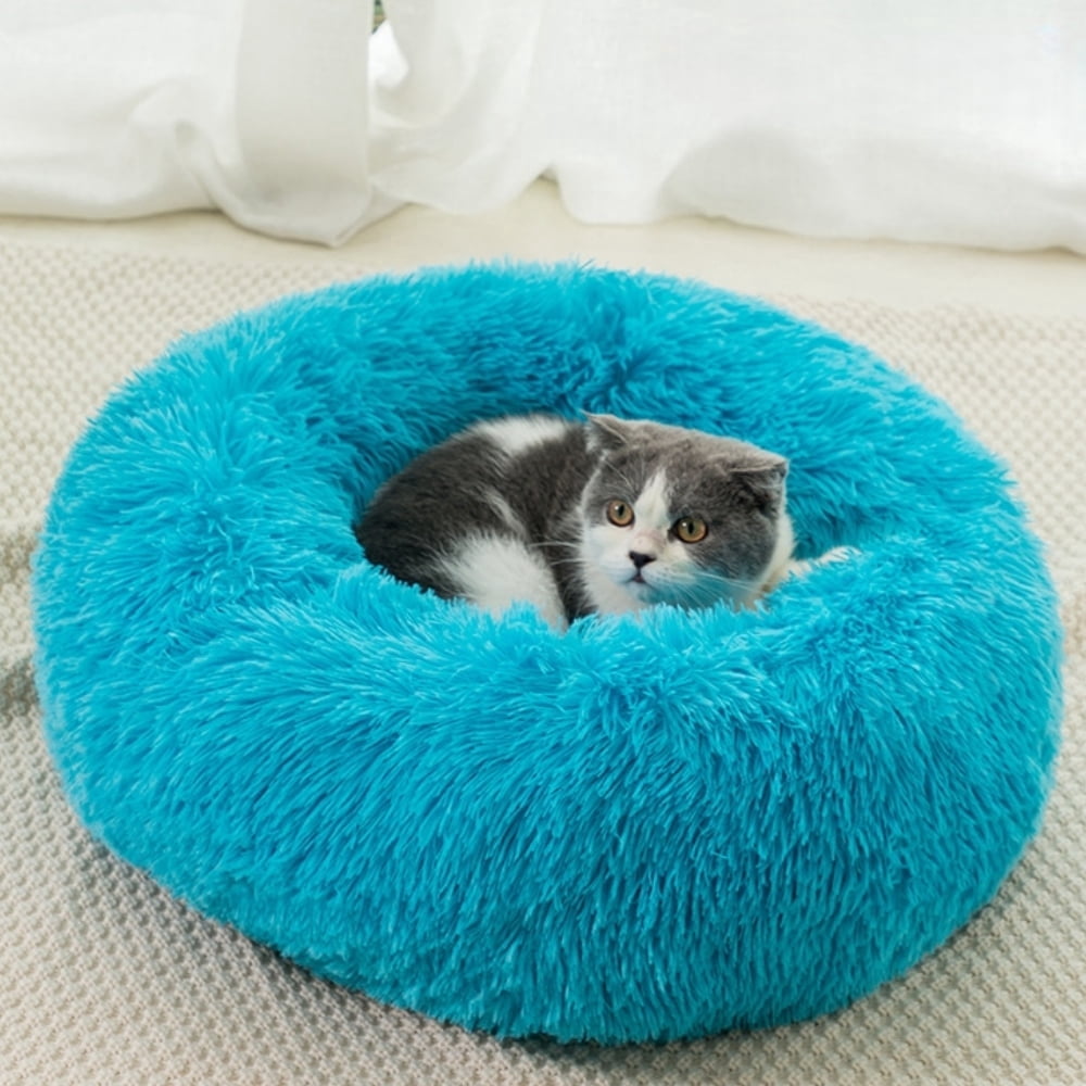 Round Plush Pet Bed for Dogs-Cats 16 inches,Fluffy Soft Warm Calming Dog Bed Sleeping Kennel Nest