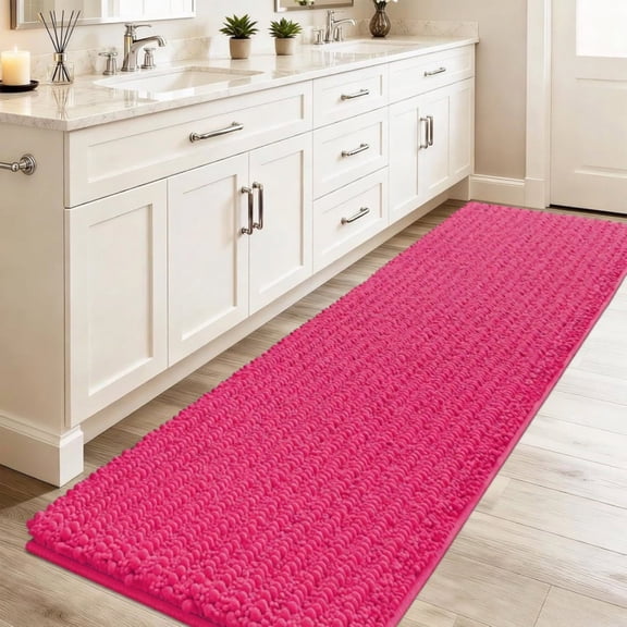 MK Gdledy Upgrade Luxury Bathroom Rug Mat Ultra Soft Thick Absorbent Bath Mats, Non Slip Chenille Toilet Mat for Bathroom, Bedroom, Kitchen, Shower, Tub