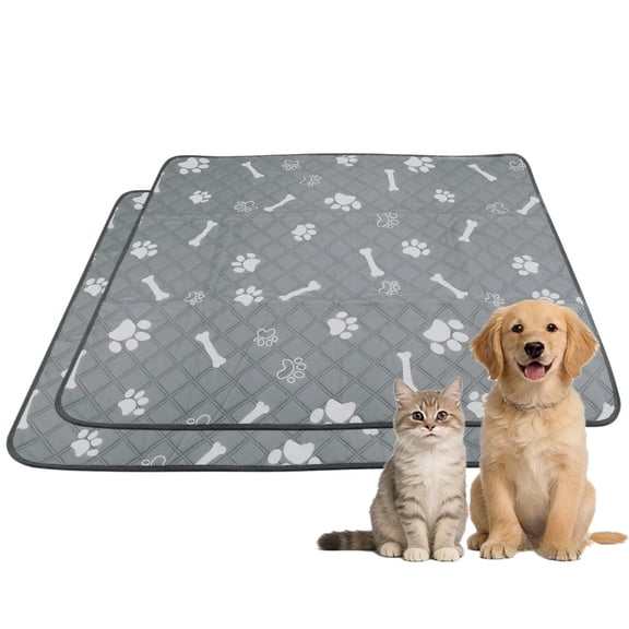 MK Gdledy Washable Pet Pee Pads - 4-Layer Protection, Super Absorbent & Non-Slip, for Puppy Training, Car Seat, Sofa, and Dog Bed,2 Pack,Grey