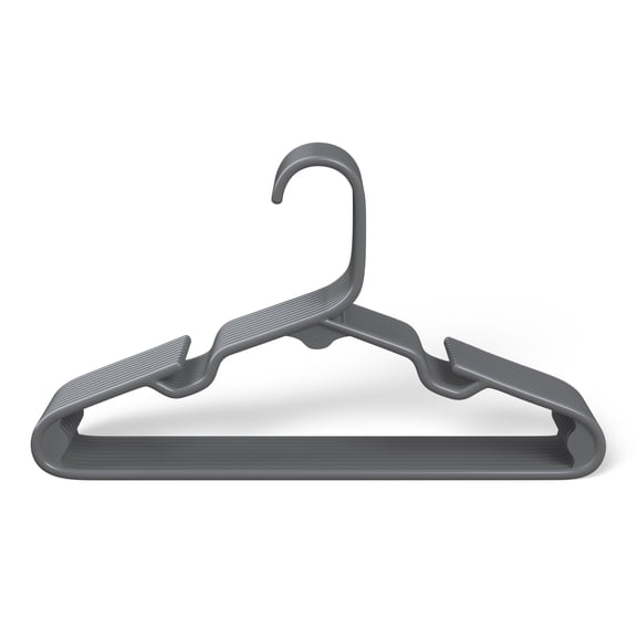Mainstays Kids Gray Plastic Childrens Clothing Hangers, 10 Pack