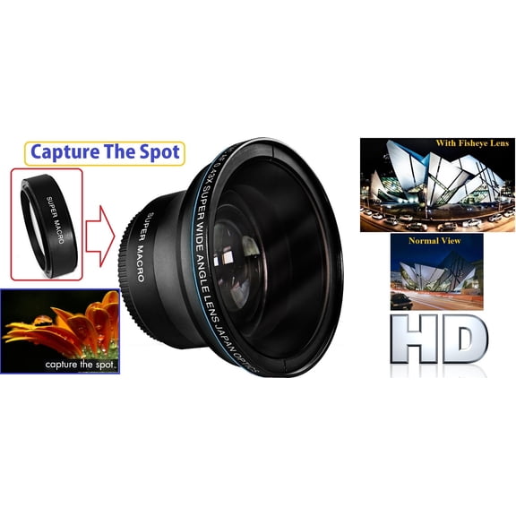 MK III Professional Hi Def Fisheye Lens for Canon Powershot SX60 SX50 SX520 SX30 SX40 HS (Ring Adapter Included)