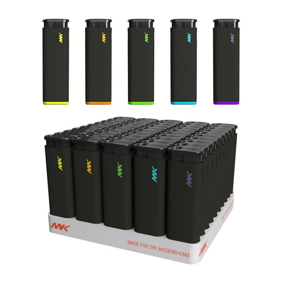 MK Lighter, 50PCS Striking Design Windproof Lighters, Ideal as Lighters for Candle, Camping Lighter, Outdoor Lighters, Butane Refillable Lighter, Multipurpose Lighters (Jet-Black-50PC)