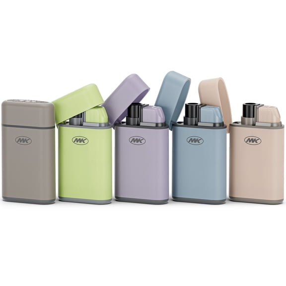 MK Portable Windproof Lighter, featuring a torch flame design, can be refilled repeatedly, suitable for lighting candles, barbecuing, camping and daily use (5 PCS)