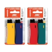 MK Lighter 9G Flint Strike Refillable Lighters with 2 Replace Flints, Ideal to use as Candle Lighters, BBQ Lighters, Butane Lighters, Classic Pocket Lighters，Assorted Colors (Hue-4PC)