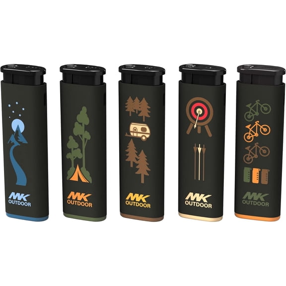 MK Rechargeable Portable Lighter, Windproof and Portable Daily Use Lighter, Red and Blue Flame, Suitable for Home, Barbecue, Camping and Daily Use (5 PCS)