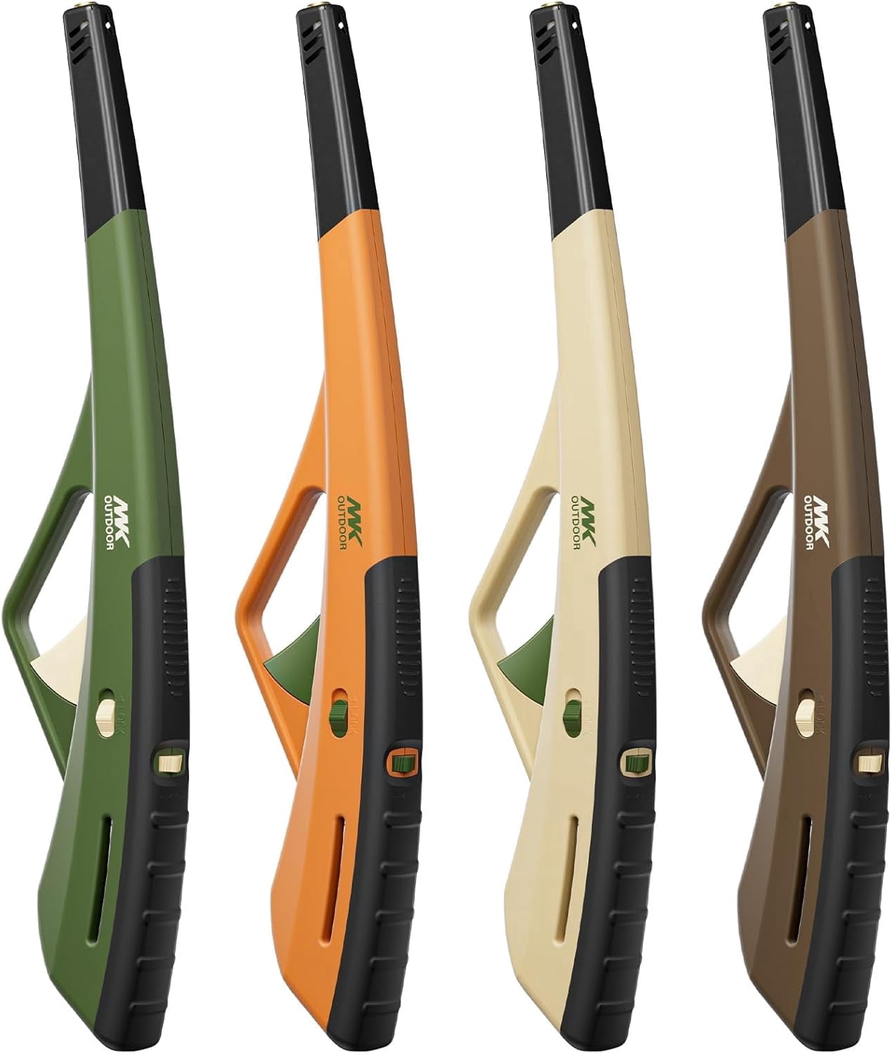 MK Outdoor Series Windproof Lighter, multi-functional and reusable with refillable feature, equipped with a non-slip cover, suitable for candles, barbecues and camping.