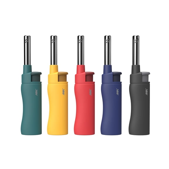 MK Mini Butane Utility Lighter, Refillable, Wind-Resistant, Assorted Colors, 2 Pack