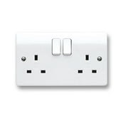 MK - Logic Plus 13A 2 Gang DP Switched Socket with Neon, White