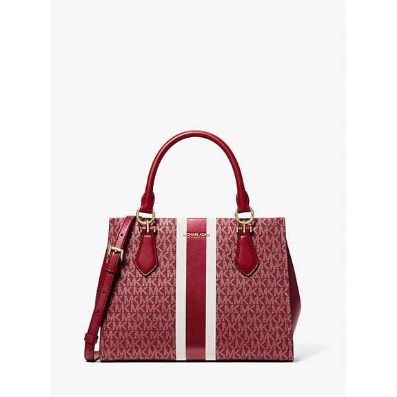 MK Marilyn Medium Signature Logo Stripe Satchel Bag