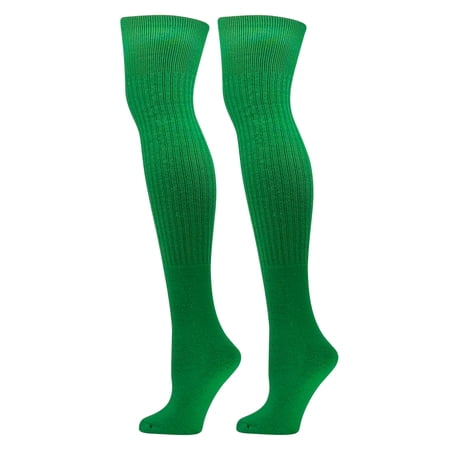 MK SOCKS Baseball, Football Over the Knee Tube Socks - Kelly Green, Medium