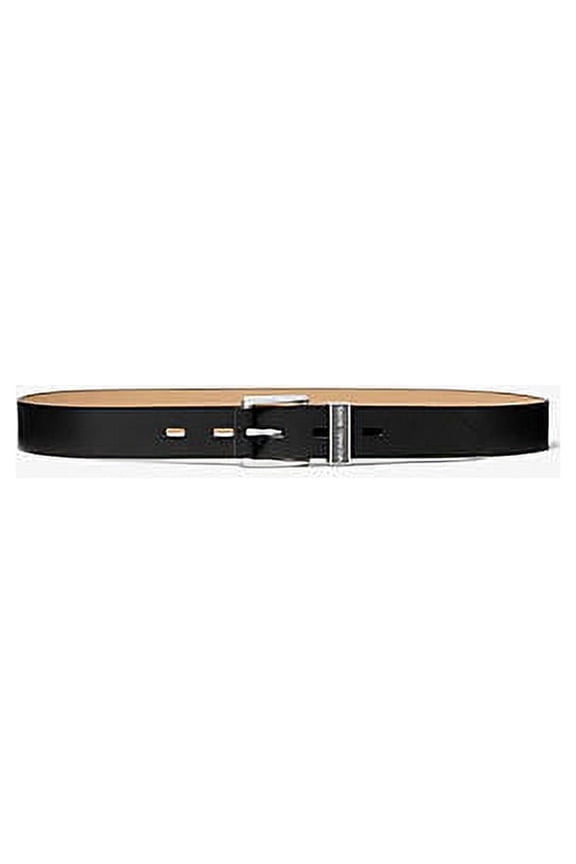 MK Skinny Leather Waist Belt, Black, Small