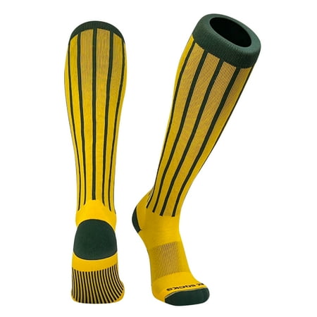 MK Socks Baseball Softball Pinstripe Knee high Socks - Green Gold (L)