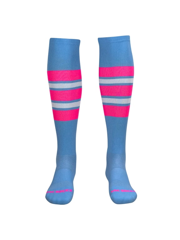 Competitor OTC Baseball, Football Socks - Columbia Blue Hot Pink White (S)