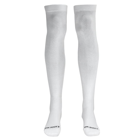 MK Socks Over the Knee Baseball, Football Extra Long Sports Socks (White, XL)