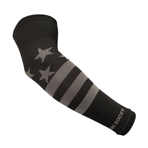 MK Socks Patriotic Arm Sleeve – Performance Knit Compression, USA made (Black Graphite, M-L)