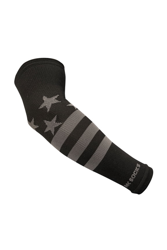 Patriotic Arm Sleeve – Performance Knit Compression, USA made (Black Graphite, XS-S)