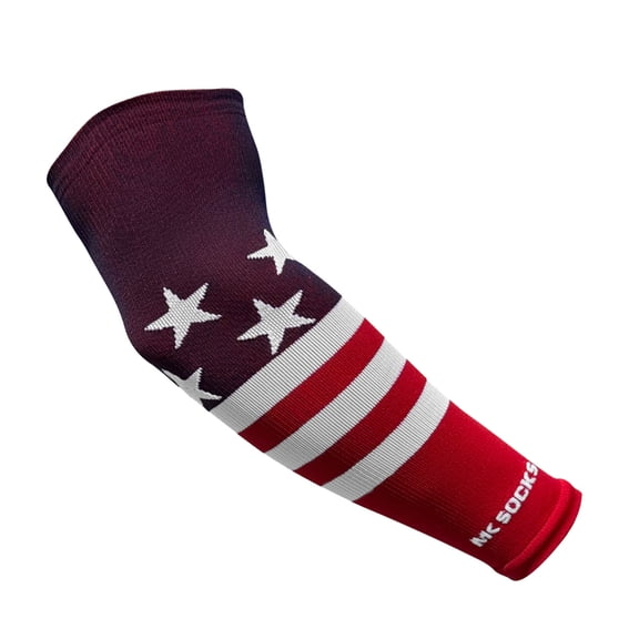 MK Socks Patriotic Arm Sleeve – Performance Knit Compression, USA made (Navy Red White, XS-S)