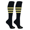 thumbnail image 1 of MK Socks Striped Knee High Baseball, Football Socks (A) Black, Vegas Gold (XL), 1 of 3