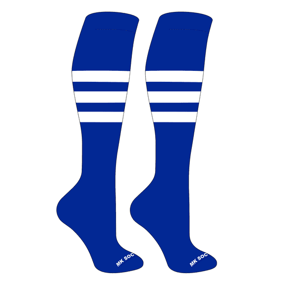 MK Socks Striped OTC Baseball, Softball, Football Socks (A) Royal, White (M)