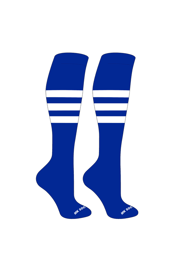 Striped OTC Baseball, Softball, Football Socks (A) Royal, White (XL)