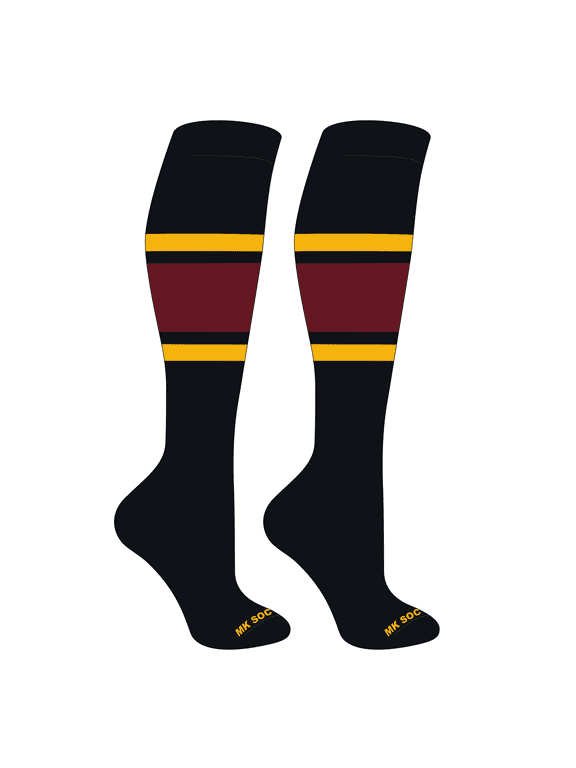 Striped OTC Baseball, Softball, Football Socks (B) Black, Gold, Cardinal (S)
