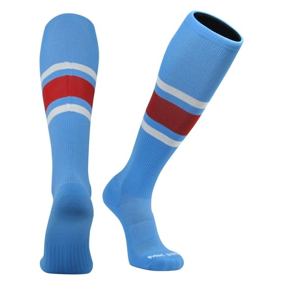 MK Socks Competitor OTC Baseball, Football Socks - Columbia Blue White Red.