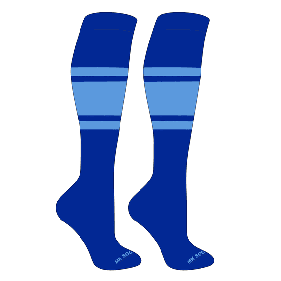 MK Socks Striped OTC Baseball, Softball, Football Socks (B) Royal, Columbia Blue (S)