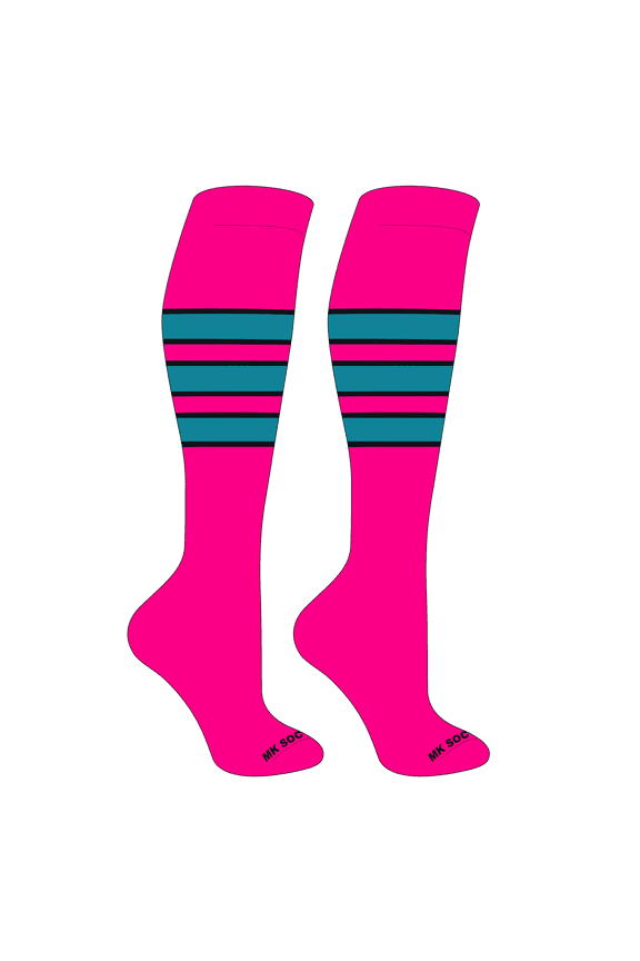 Striped OTC Baseball, Softball, Football Socks (C) Hot Pink, White, Navy (L)