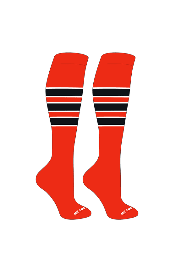 Striped OTC Baseball, Softball, Football Socks (C) Orange, White, Black (M)