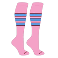 thumbnail image 1 of MK Socks Striped OTC Baseball, Softball, Football Socks (C) Pink, Cardinal, Columbia Blue (ZL), 1 of 3