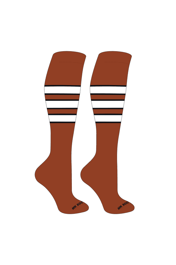 Striped OTC Baseball, Softball, Football Socks (C) Texas Orange, Black, White (S)