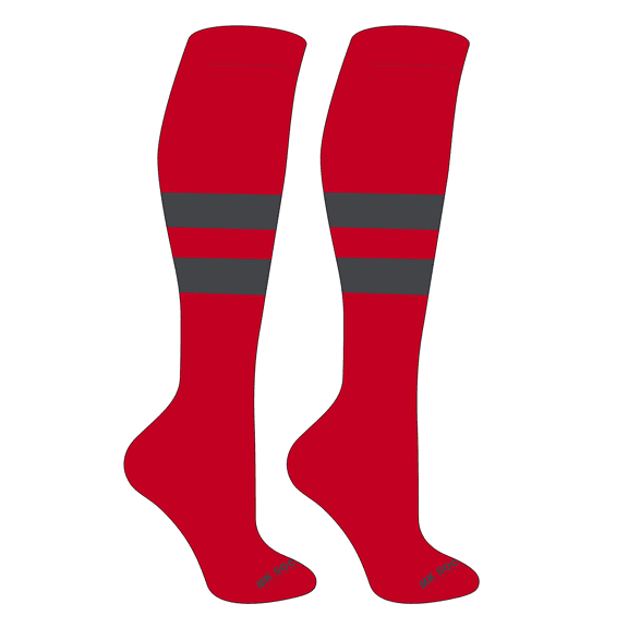 MK Socks Striped OTC Baseball, Softball, Football Socks (D) Red, Graphite (M)