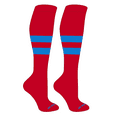 thumbnail image 1 of MK Socks Striped OTC Baseball, Softball, Football Socks (D) Red, Neon Blue (L), 1 of 3